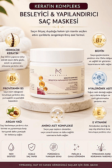 Keratin Kompleks Besleyici Ve Yapılandırıcı Saç Bakım Maskesi 300 ML - 2