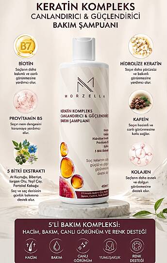 Morzella Keratin Kompleks Canlandırıcı & Güçlendirici Bakım Şampuanı 400 ML - 2