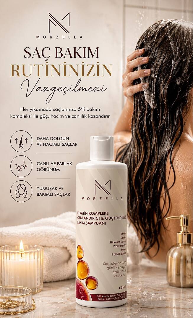 Morzella Keratin Kompleks Canlandırıcı & Güçlendirici Bakım Şampuanı 400 ML - 5